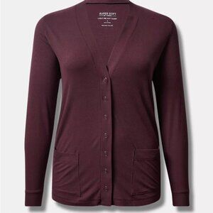 Torrid Super Soft Rib Snap Front Lounge Cardigan Sassafras 3X NWT
